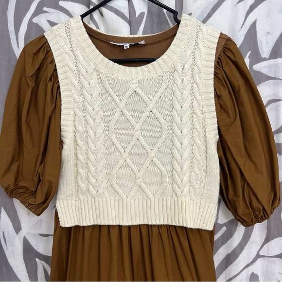 Sofie the Label Cognac Tiered Layered Sweater Dress - Picture 5 of 7